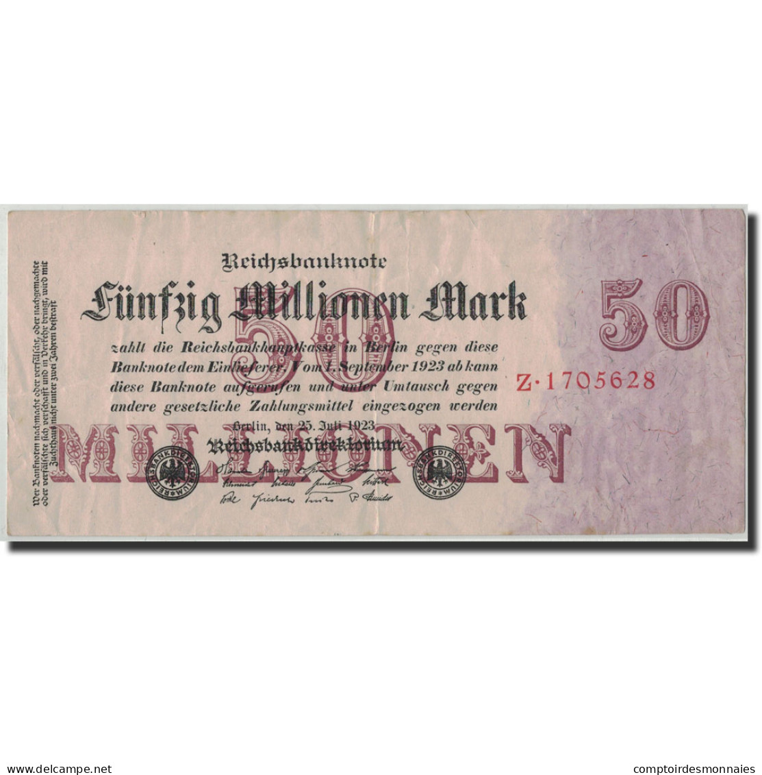 Billet, Allemagne, 50 Millionen Mark, 1923, 1923-09-01, KM:109a, TB+ - 50 Miljoen Mark