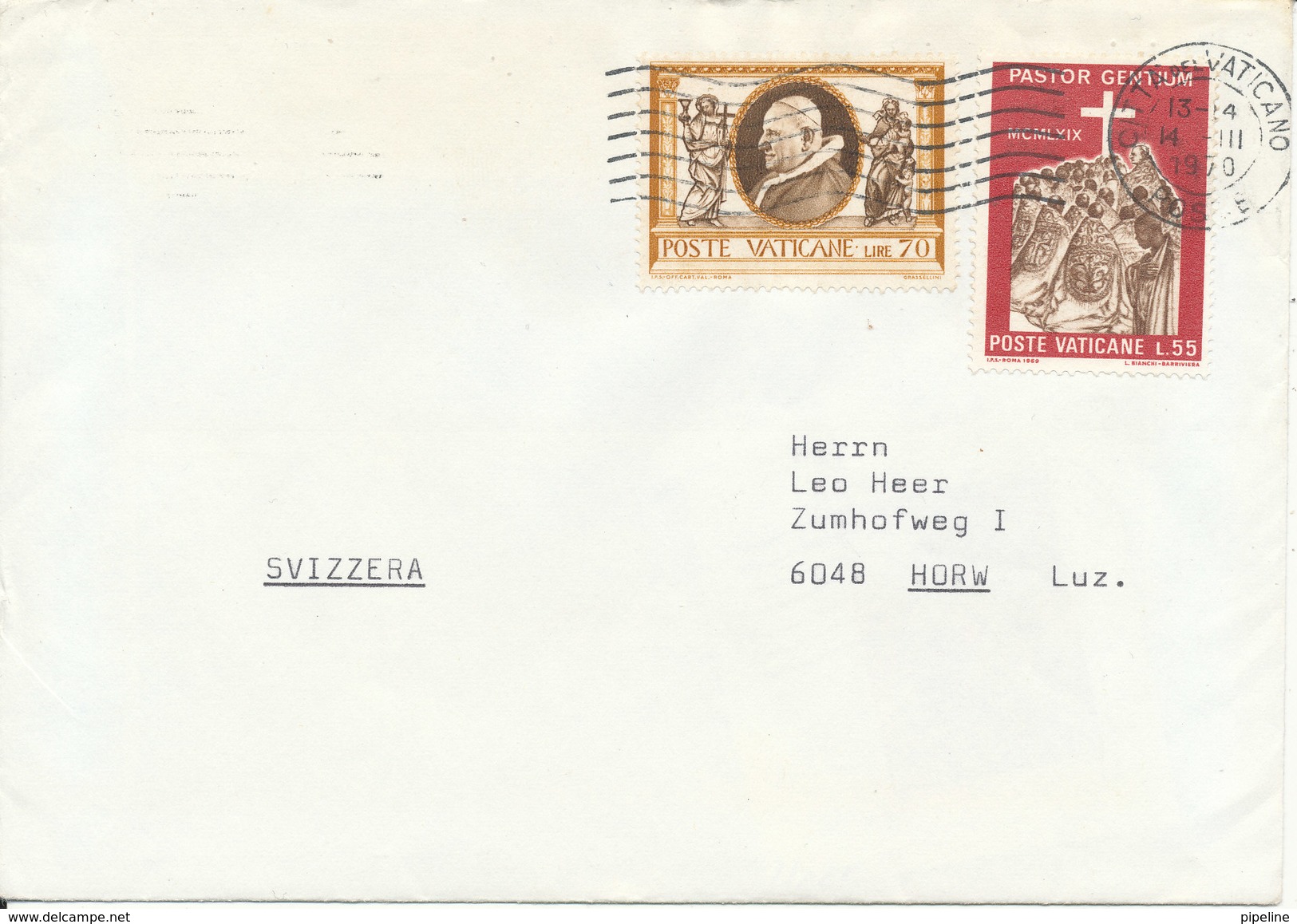 Vatican Cover Sent To Switzerland 14-3-1970 - Covers & Documents