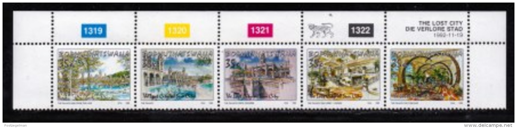 BOPHUTHATSWANA, 1992, Mint Never Hinges Stamps In Control Blocks, MI 285-289, X465, The Lost City - Bophuthatswana