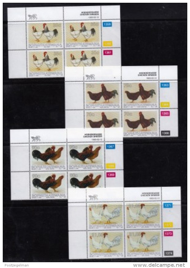 BOPHUTHATSWANA, 1993, Mint Never Hinges Stamps In Control Blocks, MI 290-293, X466, Chickens - Bophuthatswana