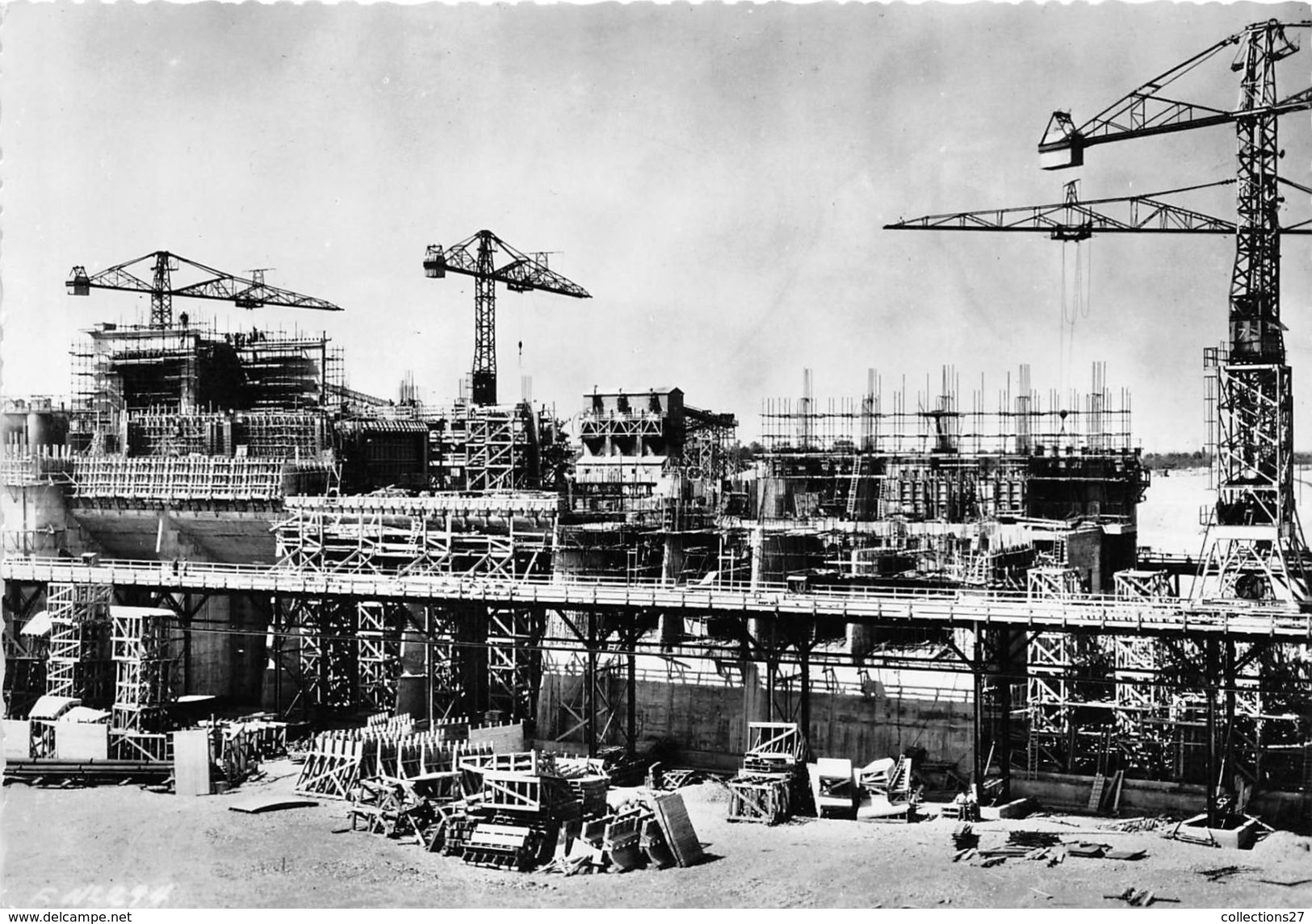 68-FESSENHEIM- CHUTE DE FESSENHEIM- USINE EN CONSTRUCTION VUE DE L'AVAL - Fessenheim