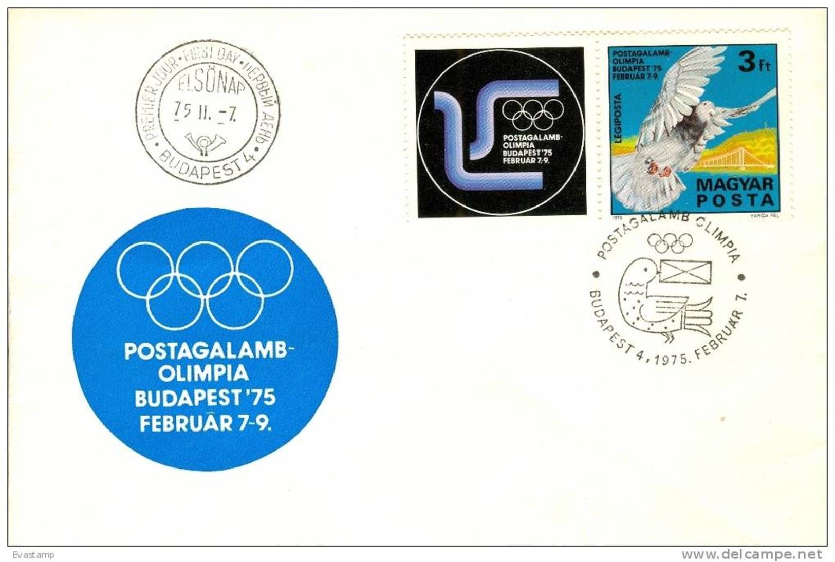 HUNGARY - 1975.FDC Stamp With Label - Carrier Pigeons´Olympics,Budapest II. Mi:3022 - FDC