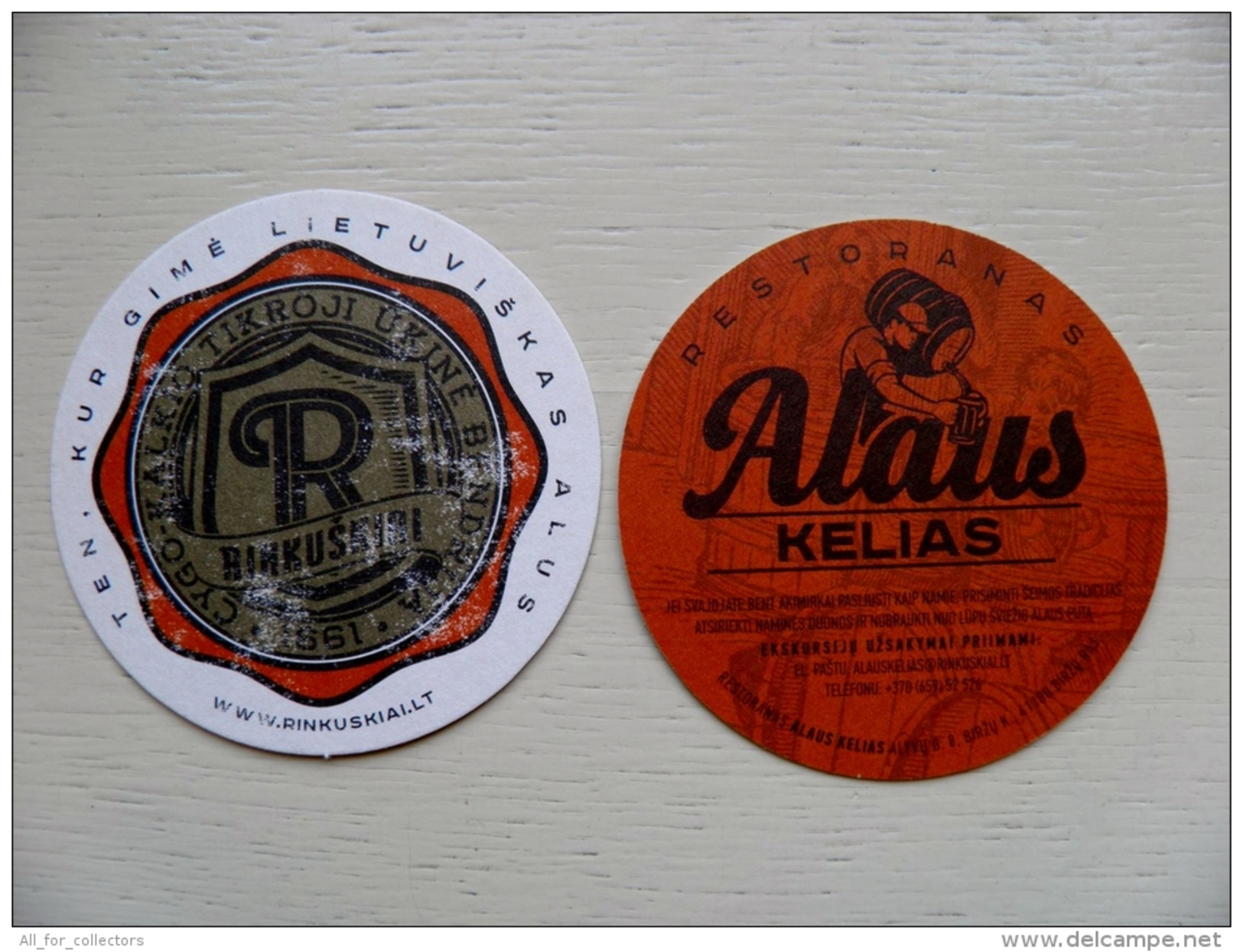 Bier Beer Costaer From Lithuania Rinkuskiai Brewery Alaus Kelias Restaurant, Conditio Is Perfect! - Sous-bocks