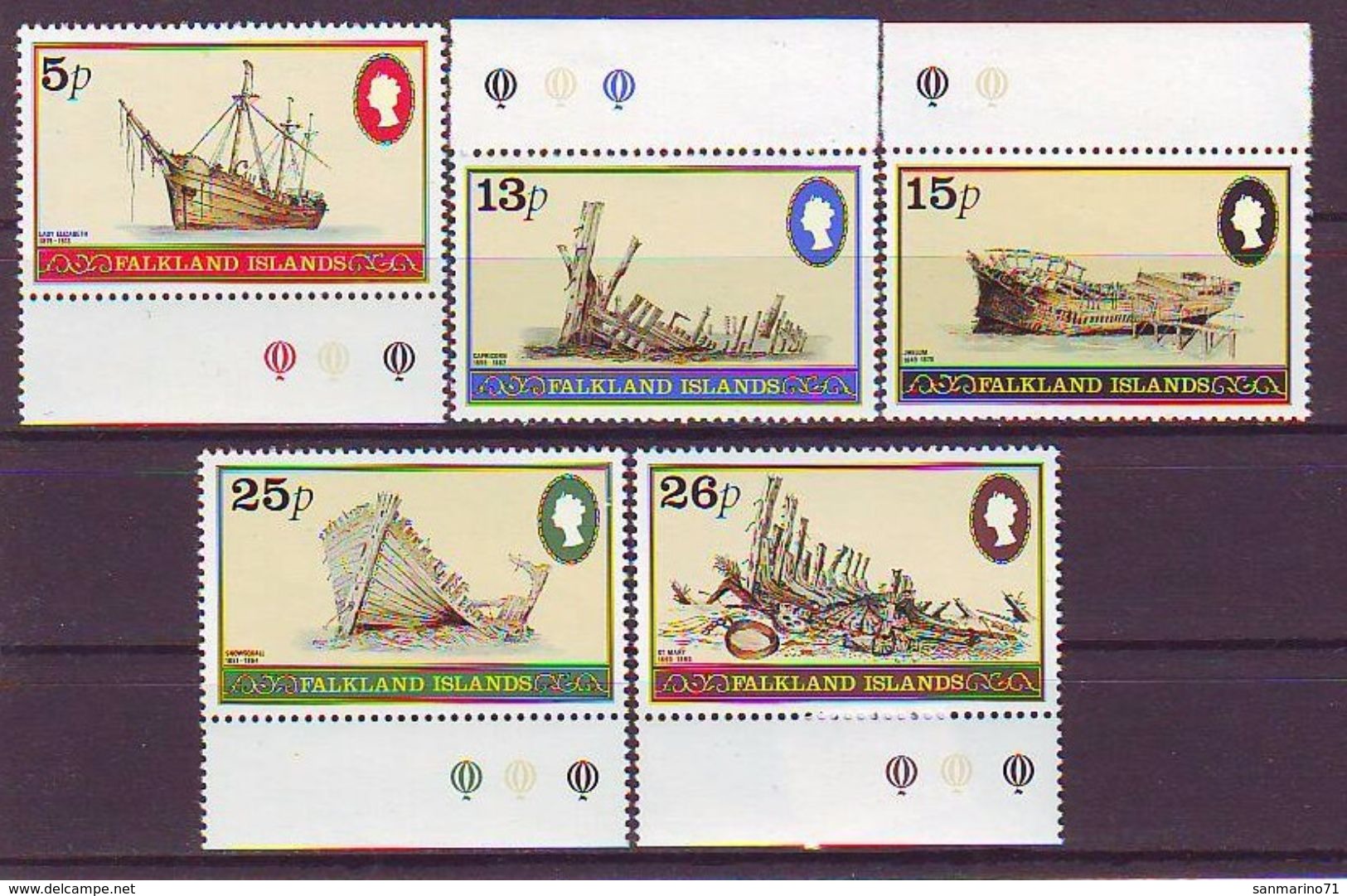 FALKLAND ISLANDS 341-345,unused,ships - Falkland Islands