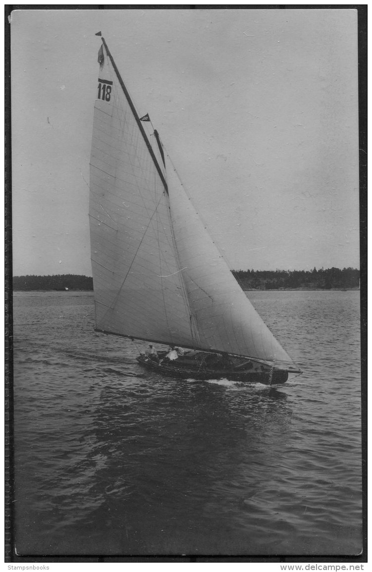 1912 Sweden Stockholm Olympics Official Postcard No 293 Swedish Sailing 'Sans Atout' - Olympic Games