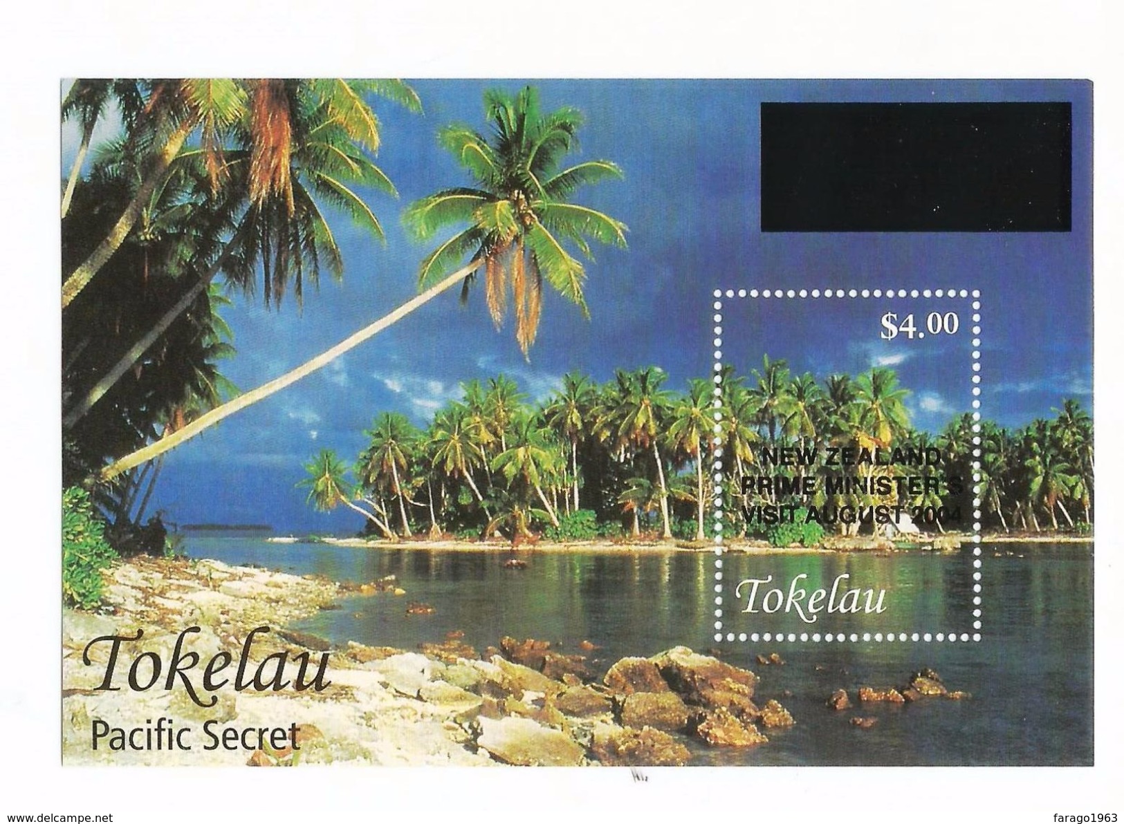 2004 Tokelau New Zealand PM Visit OVERPRINT Palm Trees Tourism  Souvenir Sheet  MNH - Tokelau