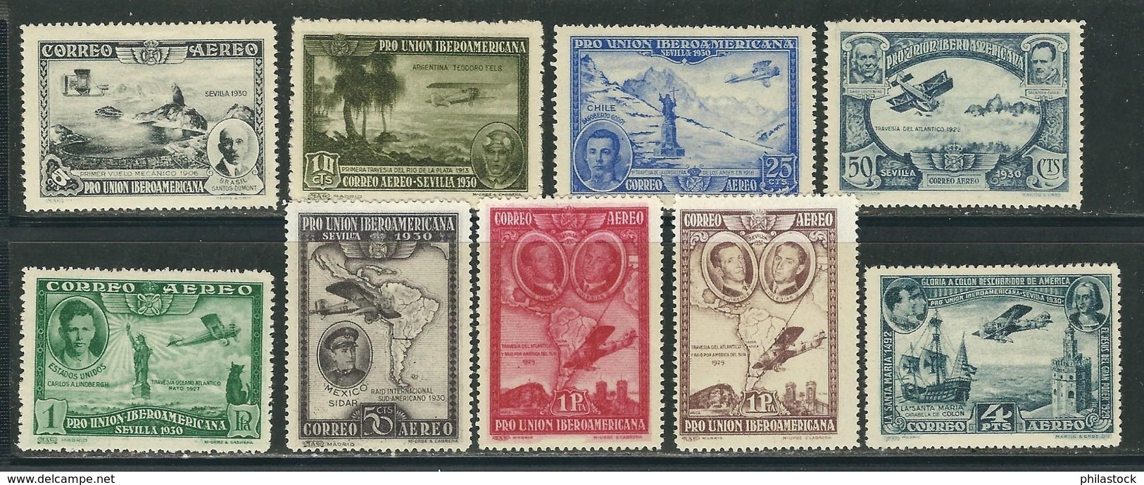 ESPAGNE N° PA 75 à 83 * (N° 75 Défaut Non Compté) - Unused Stamps