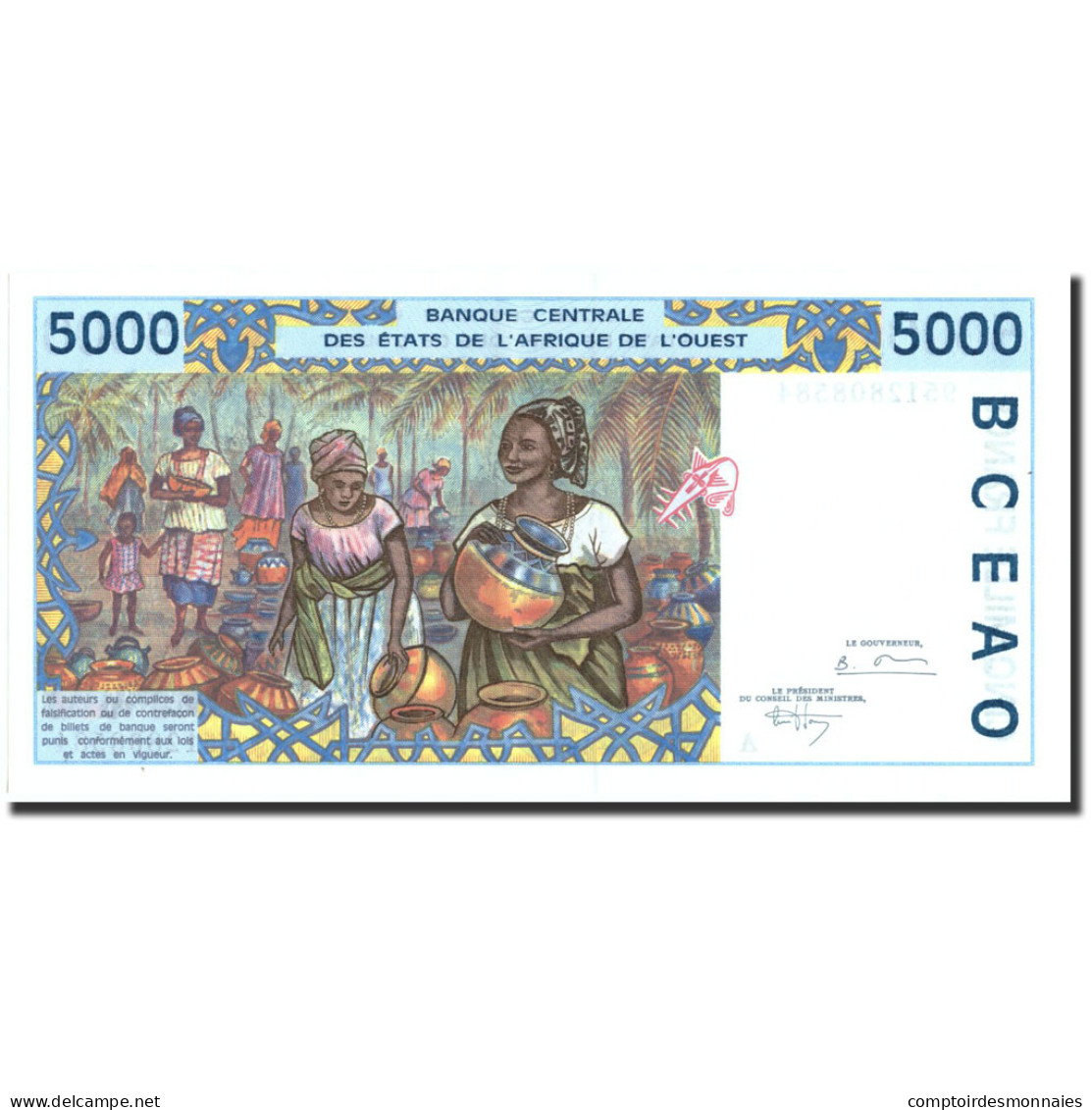 Billet, West African States, 5000 Francs, Undated (1992-2003), 9512808584 - West African States