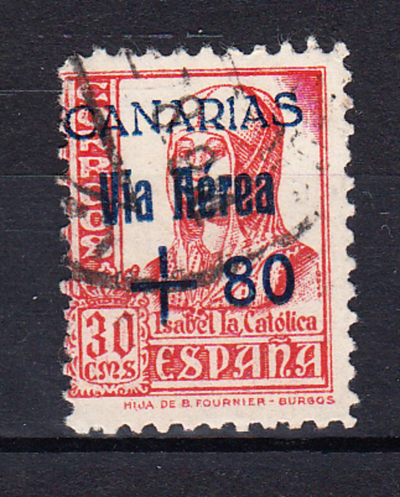 ESPAÑA 1937.CANARIAS.SELLOS  NACIONALES HABILITADOS.EDIFIL Nº 40 USADO  CECI 2.34 - Emissions Nationalistes