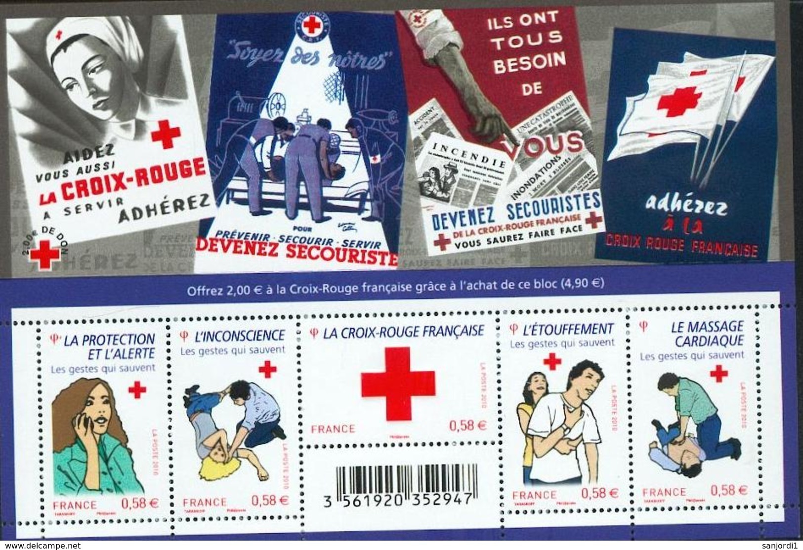 France 4520 4524 F Croix Rouge 2010 Neuf TB ** MNH Sin Charnela Prix De La Poste  4.9 - Unused Stamps