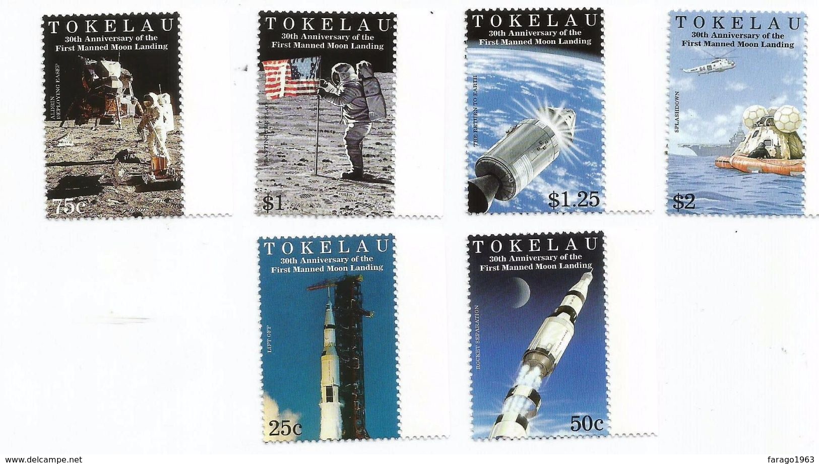 1999 Tokelau Space Moon Landing  Complete Set Of 6 + Souvenir Sheet  MNH - Océanie