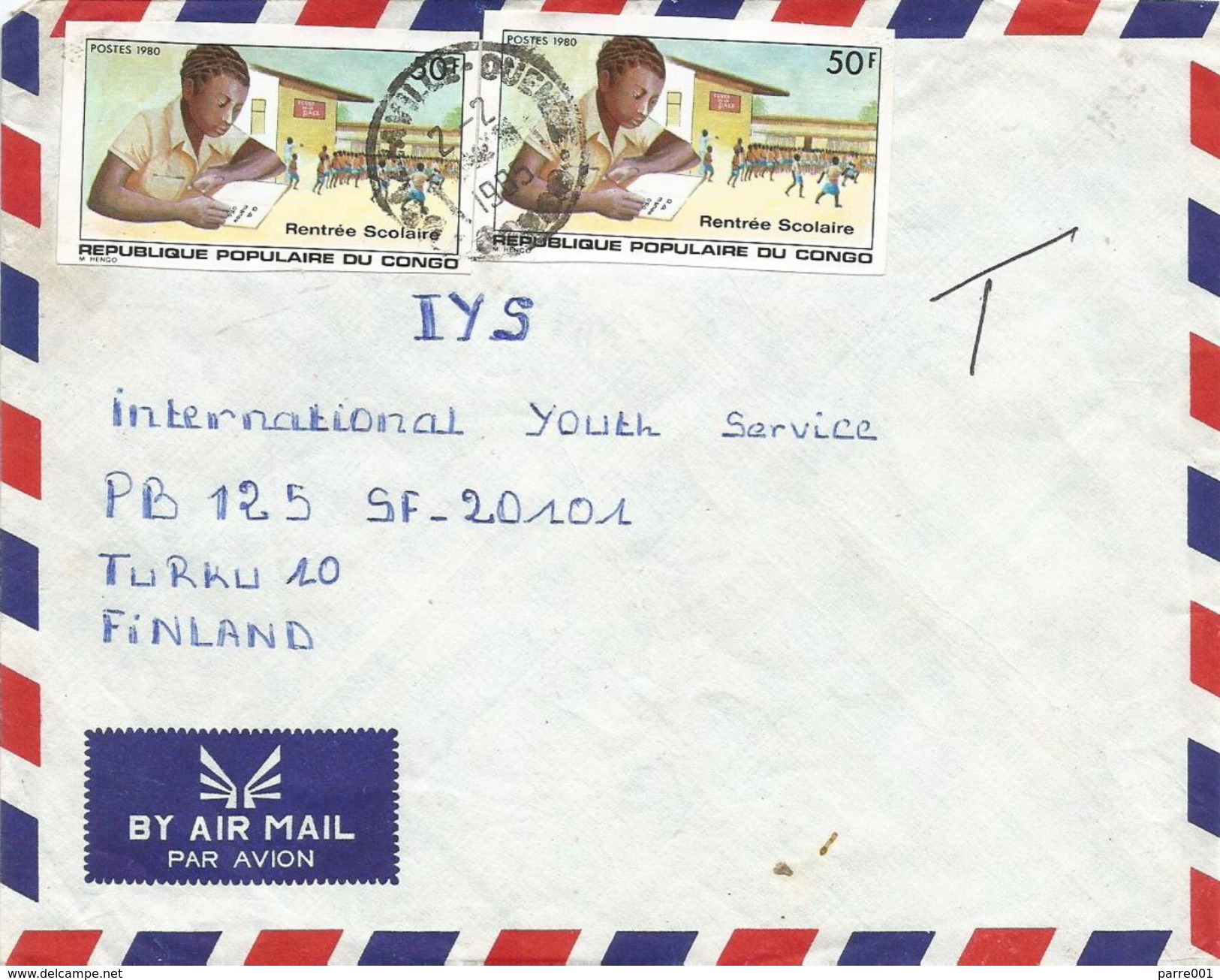 Congo 1985 Brazzaville Ouenze Education Start School Unperforated Non-dentele Cover - Afgestempeld