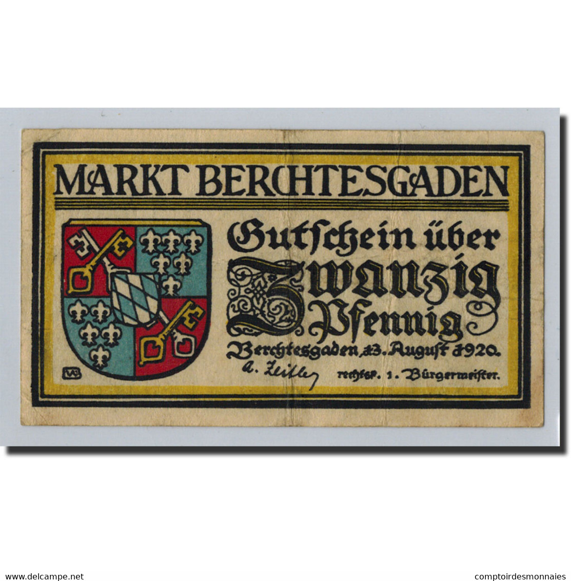 Billet, Allemagne, Berchtesgaden, 20 Pfennig, Paysage, 1921, 1921-08-13, TTB+ - Other & Unclassified
