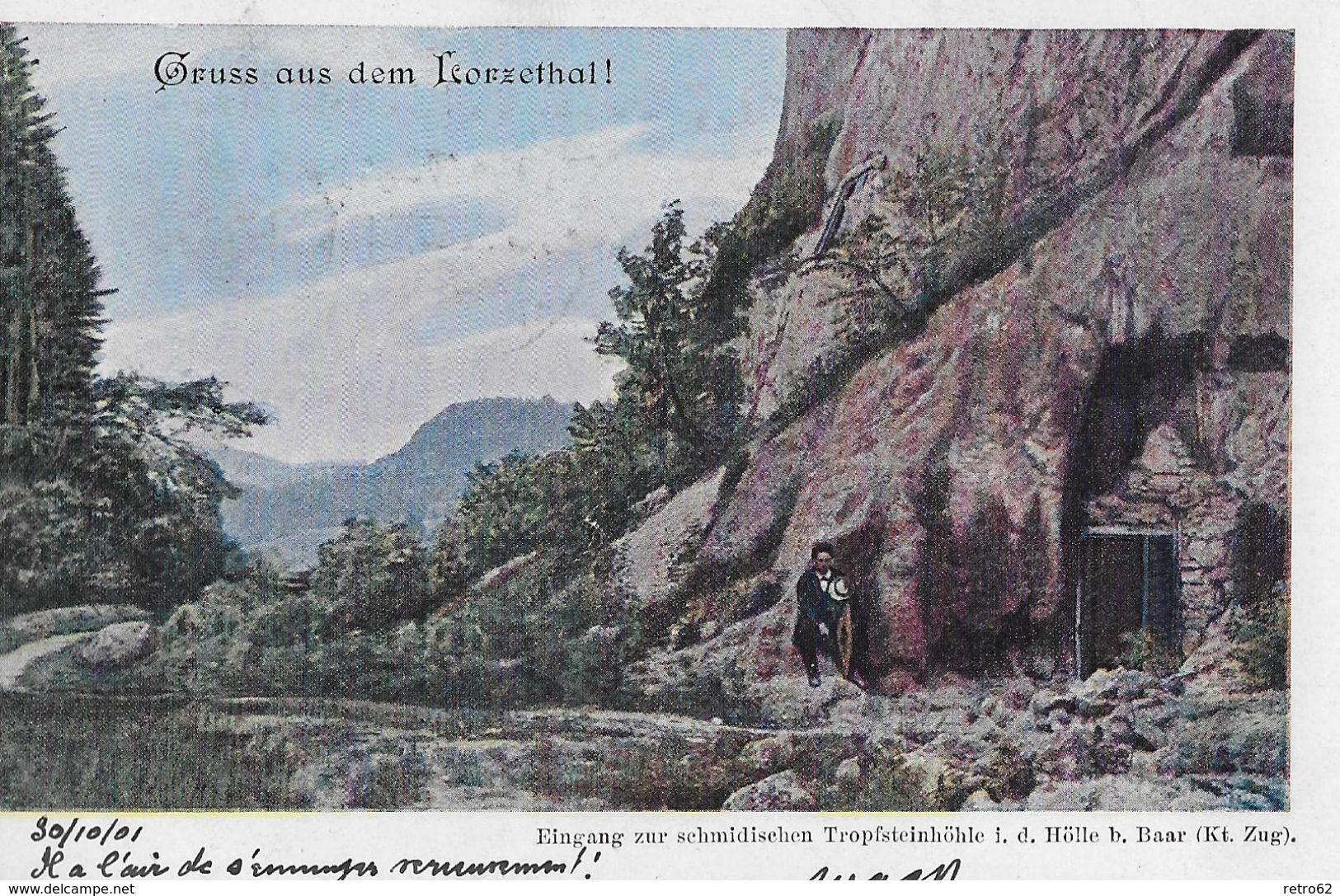 GRUSS AUS DEM LORZETHAL &rarr; Alte Karte Mit Dem Eingang Zur Höhle Bei Baar Anno 1901  &#x25BA;RRR&#x25C4; - Baar