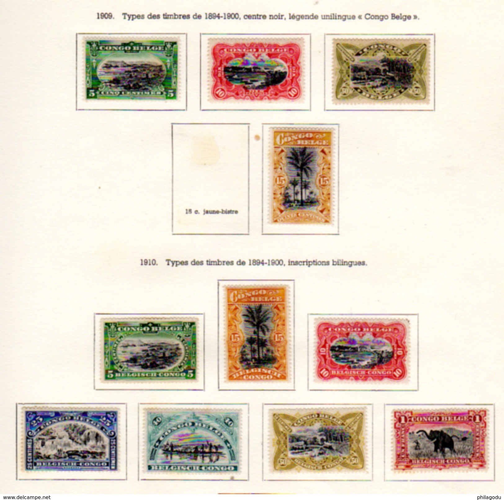 1909-10  ,  Mols, Van Engelen, Paysages, éléphant, 50 / 53* + 54 / 60*, Cote 69 &euro;, - Used Stamps