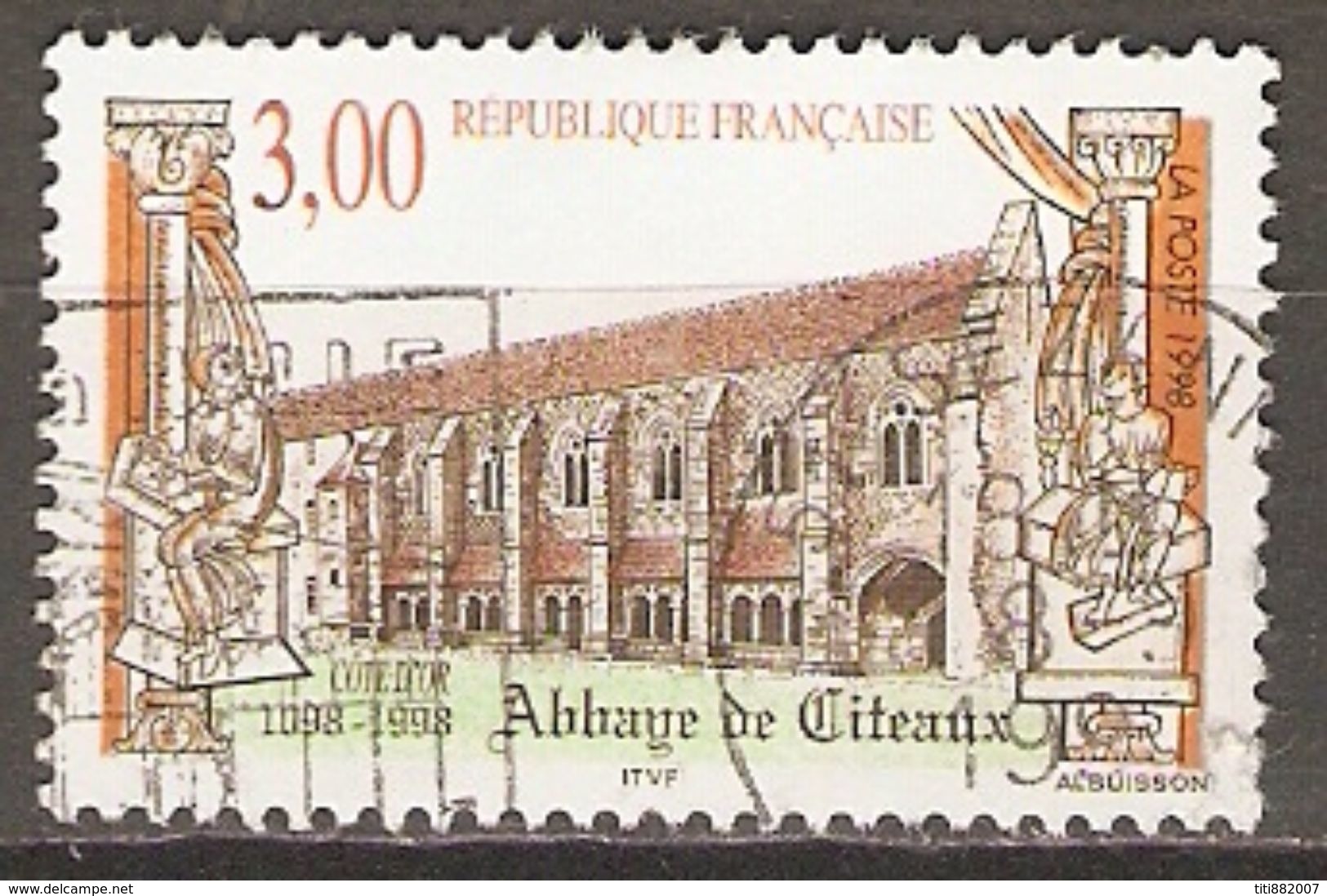 FRANCE   -   1998.  Y&T N° 3143 Oblitéré  Cachet Rond  .   Abbaye De Citeaux - Gebraucht