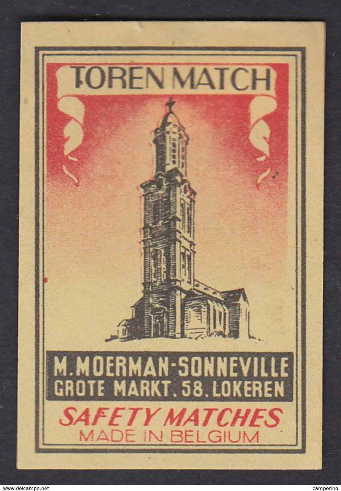 Toren Moerman LOKEREN étiquette Allumettes Matchbox Label MADE IN BELGIUM - Matchbox Labels