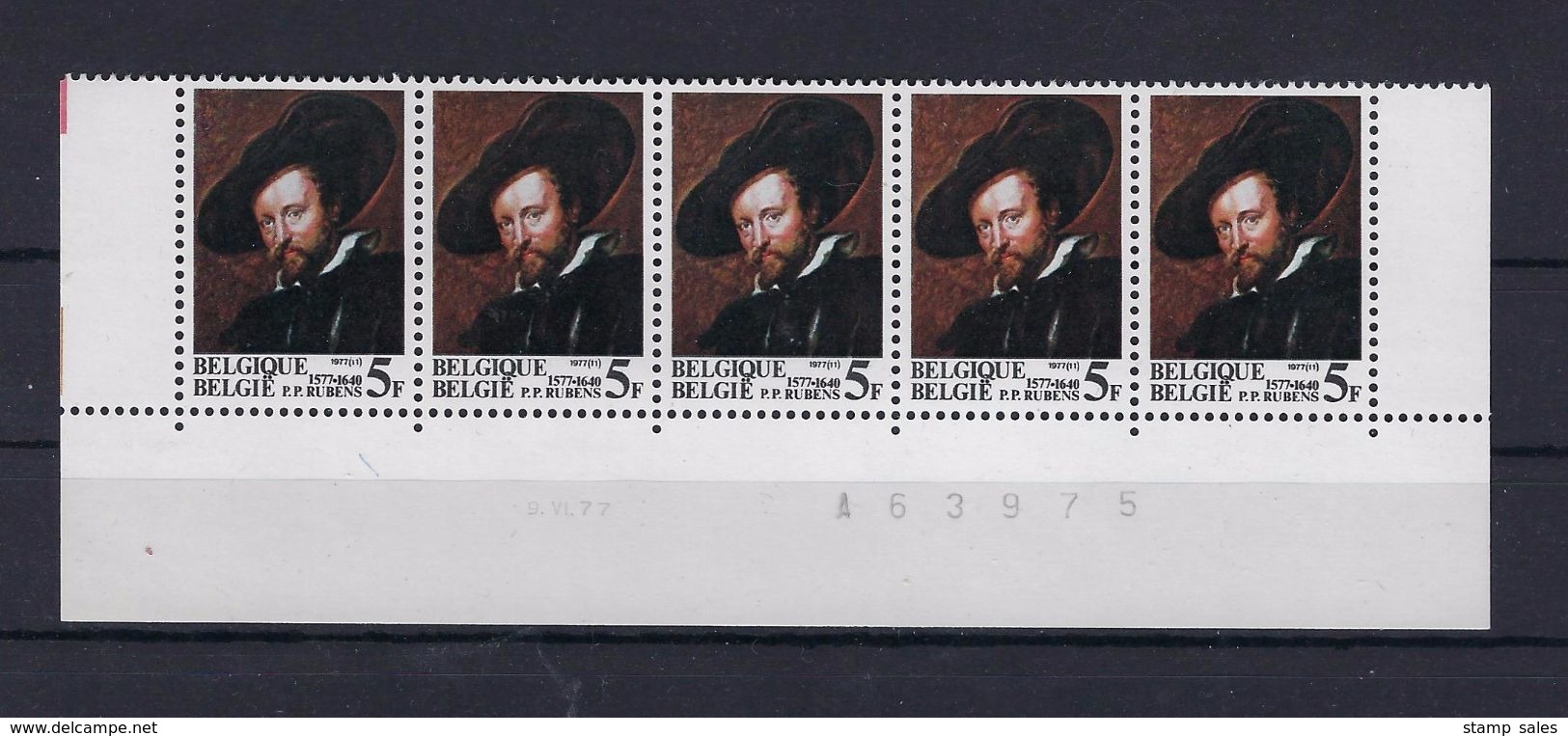 N°1860 Datumstrook 9VI77 Onpaar MNH ** POSTFRIS ZONDER SCHARNIER SUPERBE - Hoekdatums