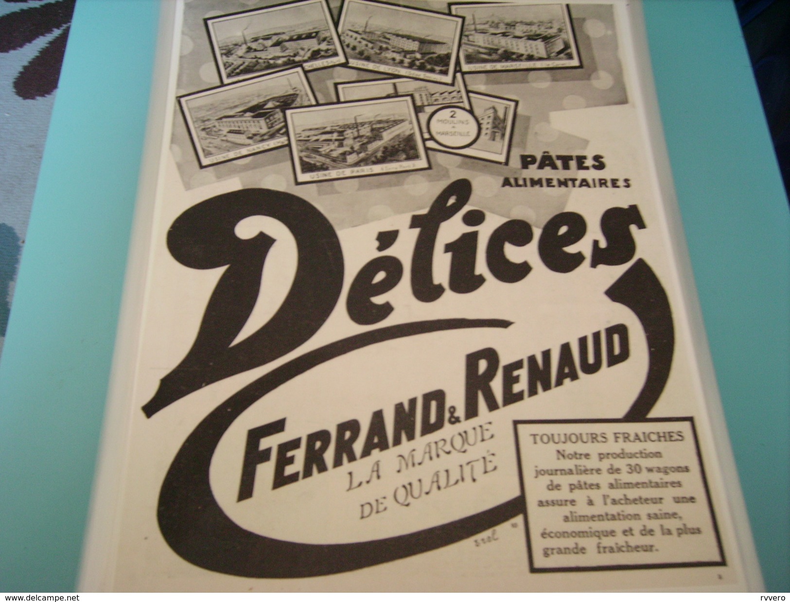 ANCIENNE PUBLICITE PATES ALIMENTAIRES DELICES DE FERRANT RENAUD USINE MOULIN - Posters