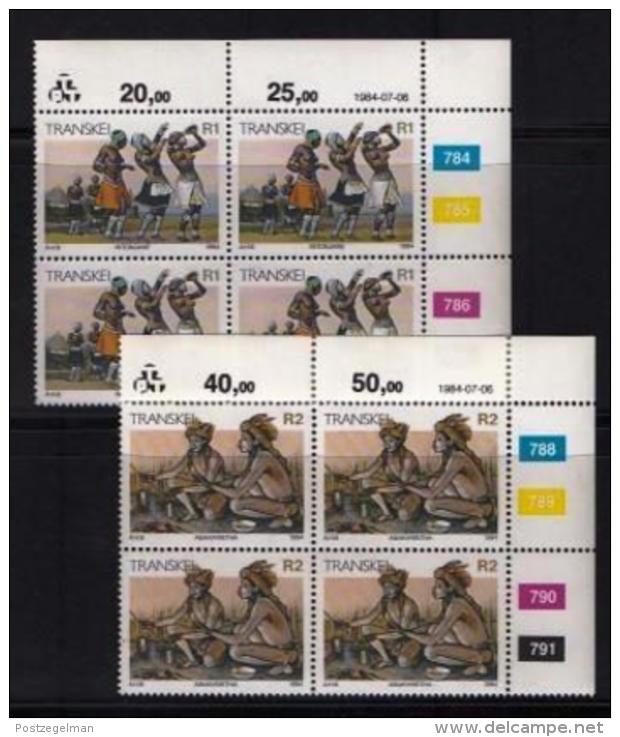 TRANSKEI, 1984, Mint Never Hinged Stamps In Control Blocks, MI 137-154, Xhosa Culture X274abcd - Transkei