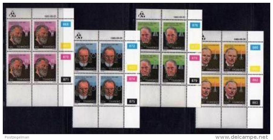 TRANSKEI, 1985, Mint Never Hinged Stamps In Control Blocks, MI 176-179, Heroes Of Medicines,  X235 - Transkei