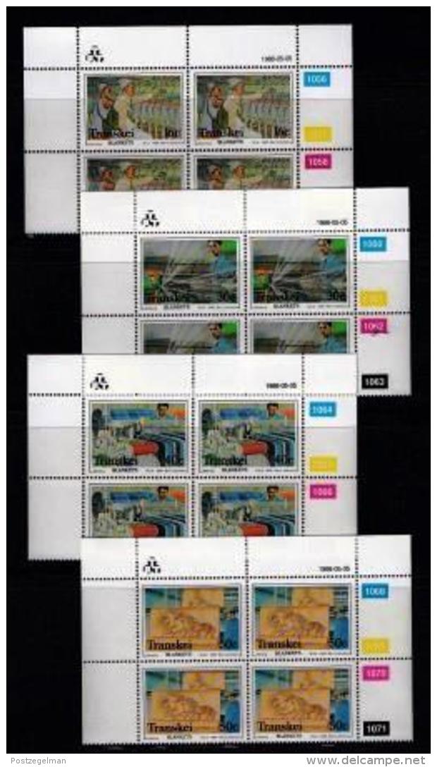 TRANSKEI, 1988, Mint Never Hinged Stamps In Control Blocks, MI 218-221,  Blanket Factory,  X245 - Transkei