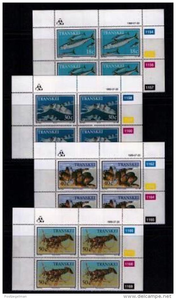 TRANSKEI, 1989, Mint Never Hinged Stamps In Control Blocks, MI  238-241,  Food From The Sea,  X250 - Transkei