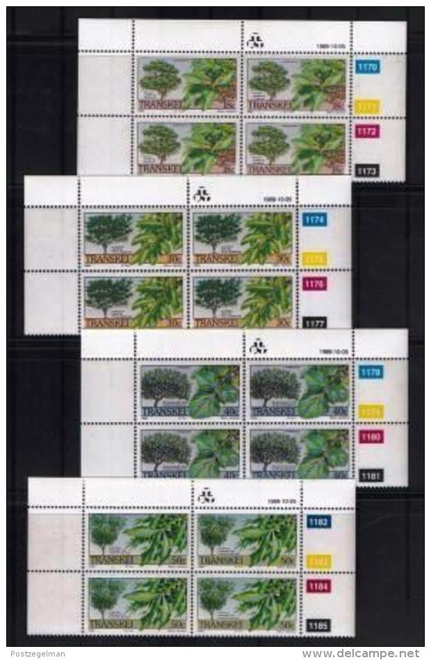 TRANSKEI, 1989, Mint Never Hinged Stamps In Control Blocks, MI  242-245,  Indigenous Trees,  X251 - Transkei