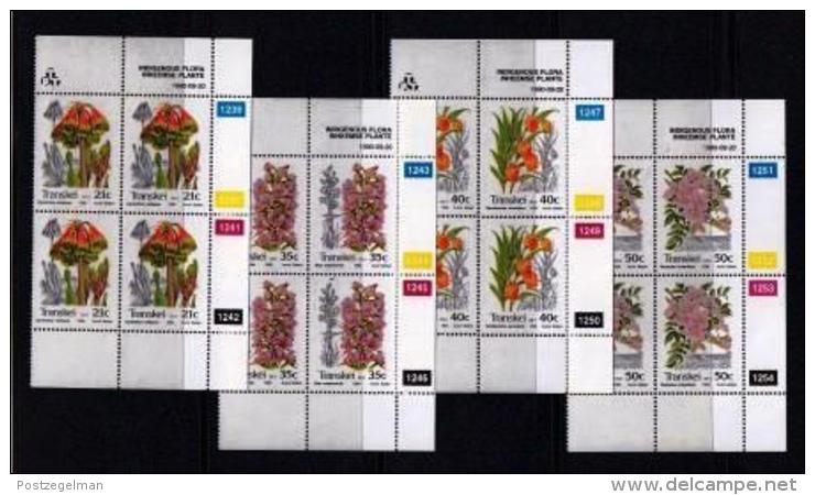 TRANSKEI, 1990, Mint Never Hinged Stamps In Control Blocks, MI  259-262,  Indigenous Flora,  X255 - Transkei