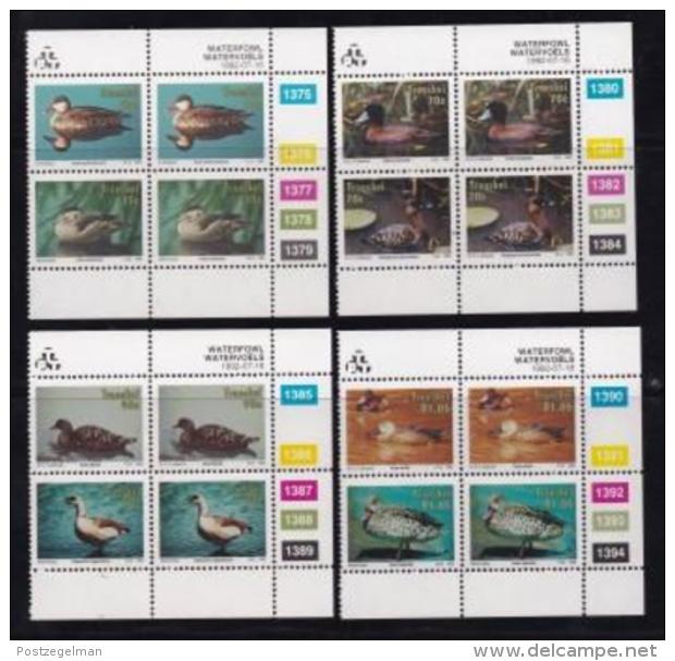 TRANSKEI, 1992, Mint Never Hinged Stamps In Control Blocks, MI  287-294,  Waterfowl,  X262 - Transkei