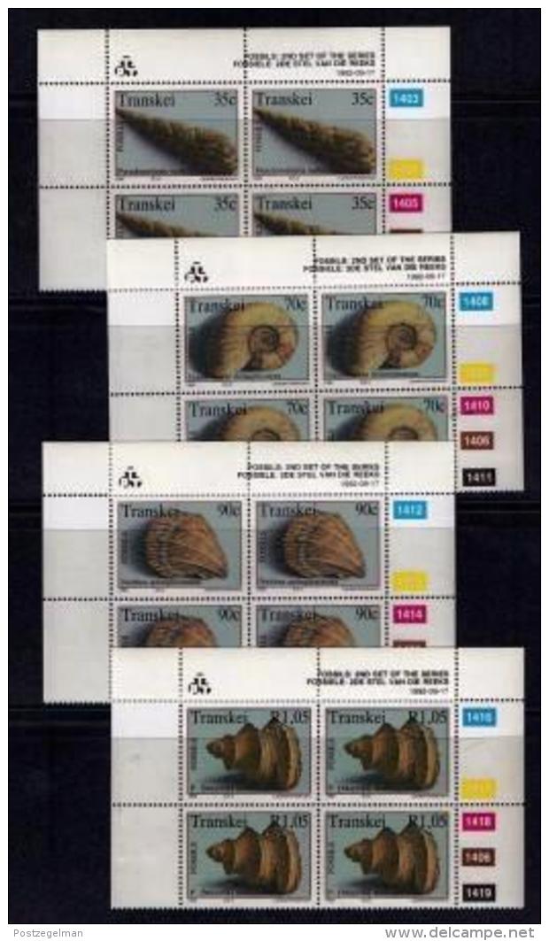 TRANSKEI, 1992, Mint Never Hinged Stamps In Control Blocks, MI  295-298,  Fossils,  X263 - Transkei