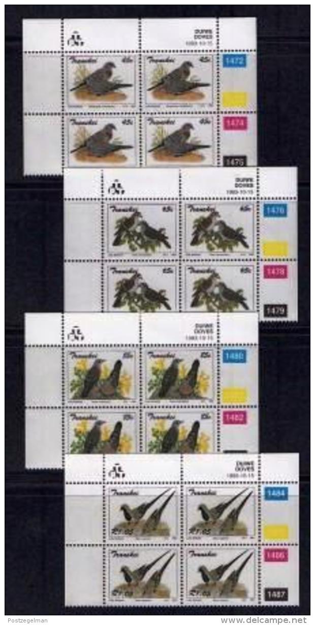 TRANSKEI, 1993, Mint Never Hinged Stamps In Control Blocks, MI  311-314,  Doves,  X267 - Transkei