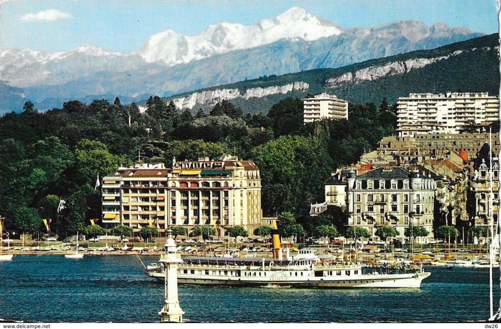 Genève - Le Mont-Blanc Et Le Bateau-Salon Helvetia - Carte Jaeger N° 577 - Genève