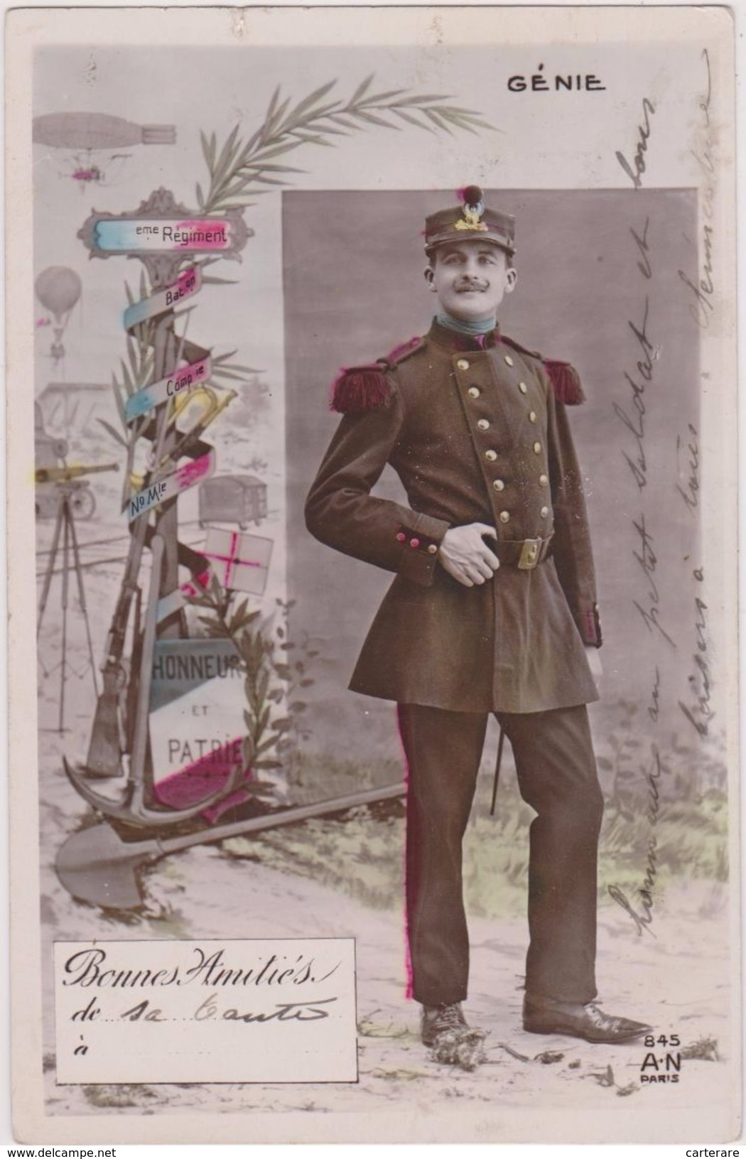 CPA,soldat,génie Militaire En 1909,uniforme Classe,et Bonne Tenue,honneur Et Patrie,fierté De La FRANCE,rare - Uniformi
