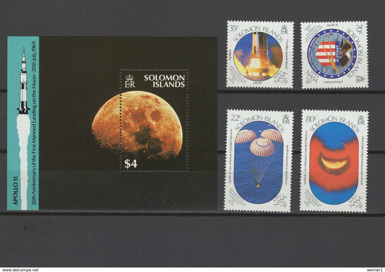 Solomon Islands 1989 Space Apollo Set Of 4 + S/s MNH - Oceania