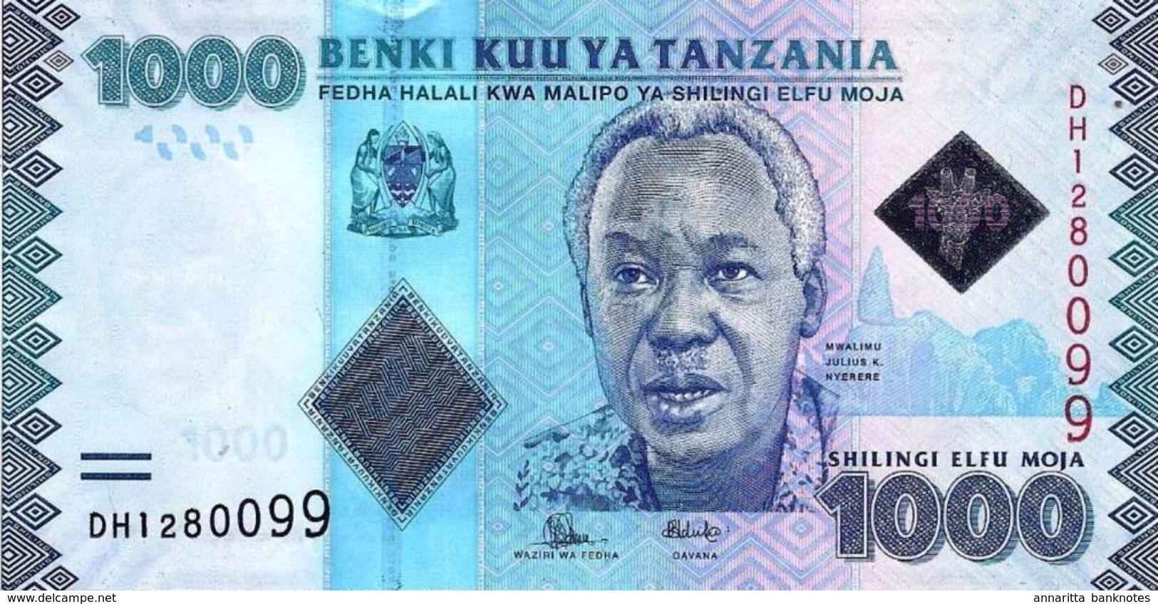 TANZANIA 1000 SHILLINGS ND (2015) P-41b UNC [TZ140b] - Tanzanie