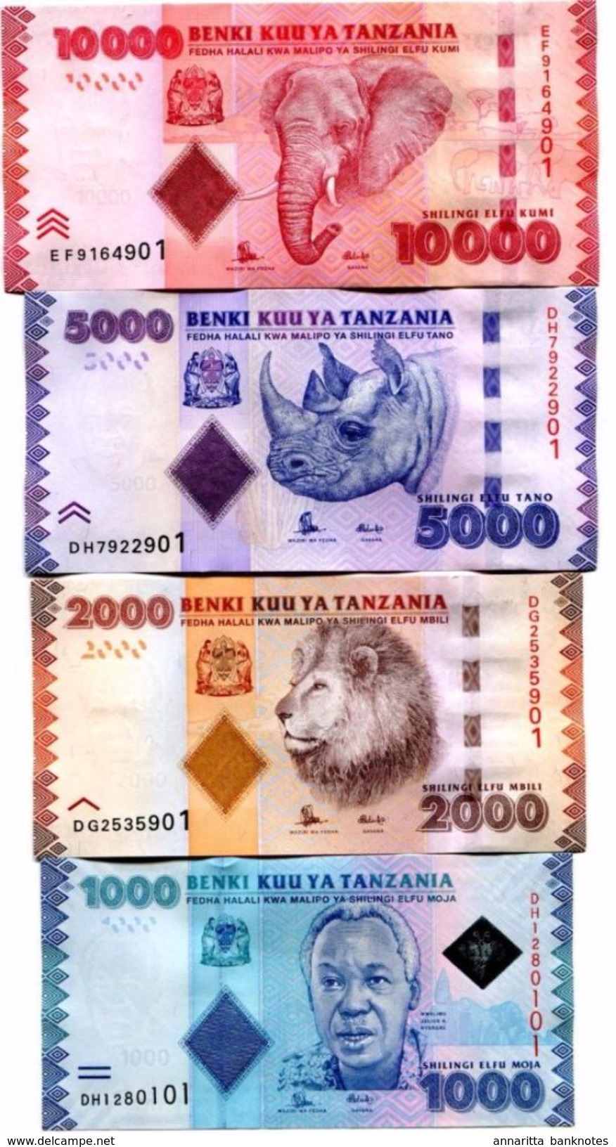 TANZANIA 1000 2000 5000 10000 SHILLINGS ND (2015) P.41b-44b UNC [TZ140b-143b] - Tansania