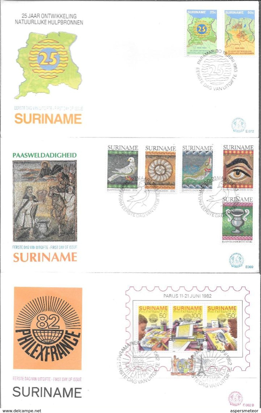 SURINAME SURINAM LOT DE 11 ENVELOPES FDC DIFFERENTS TRES BON ETAT