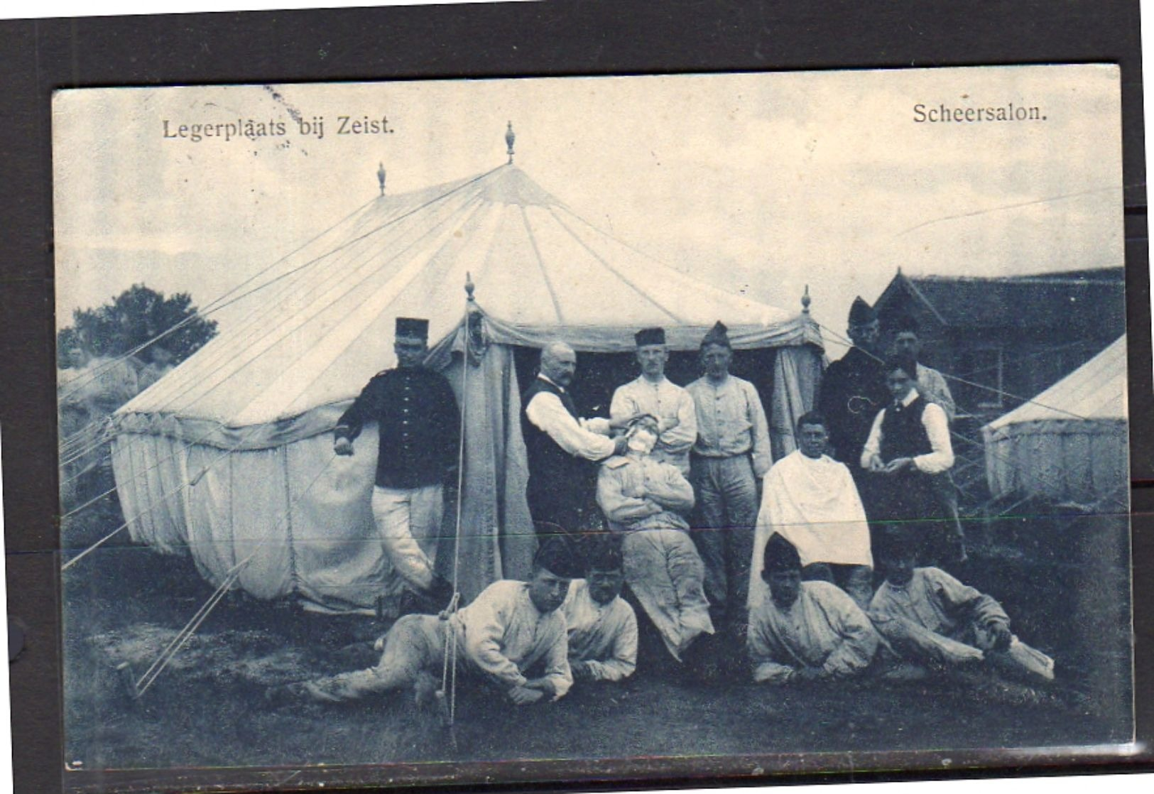 1912 Zeist Legerkamp De SCHEERSALON Langebalk &lsquo;Legerplaats Bij Ziest' & Groot Raderstempel DELFT-2  (z15) - Zeist