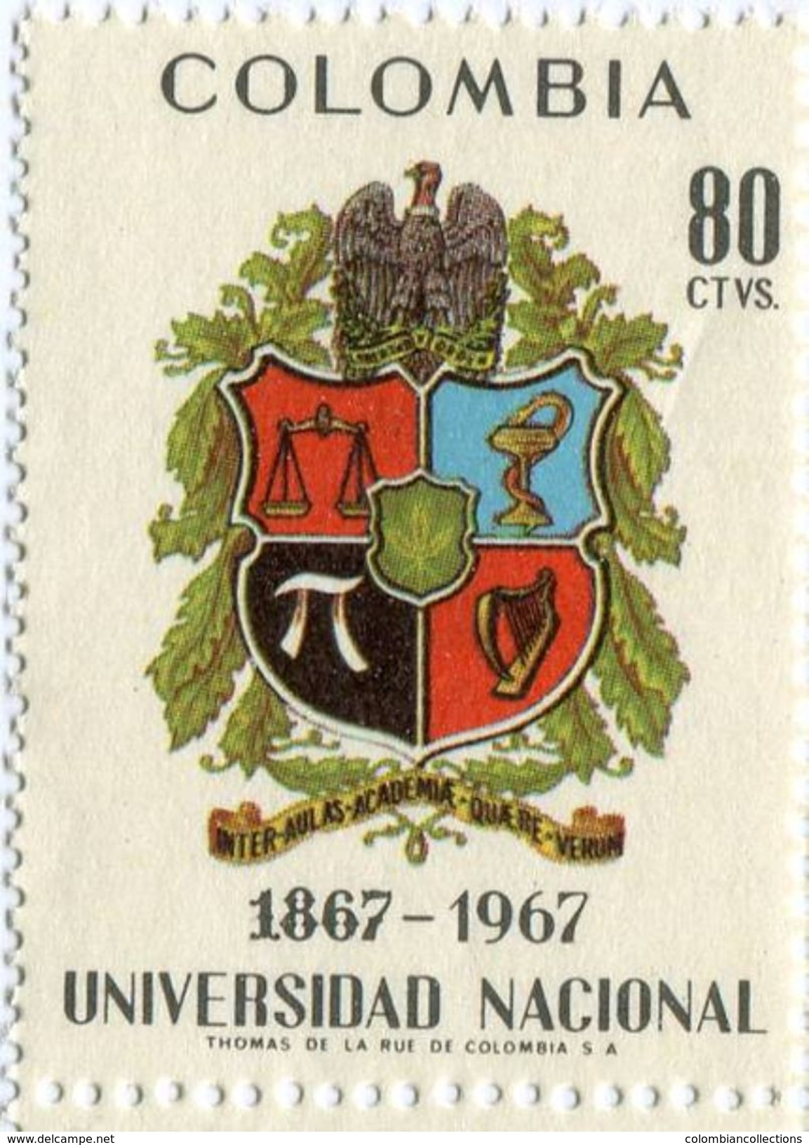 Lote 1175, Colombia, 1968, Sello, Stamp, Universidad Nacional, Pi,  &pi;, Bird, Coat Of Arms, Science - Colombia