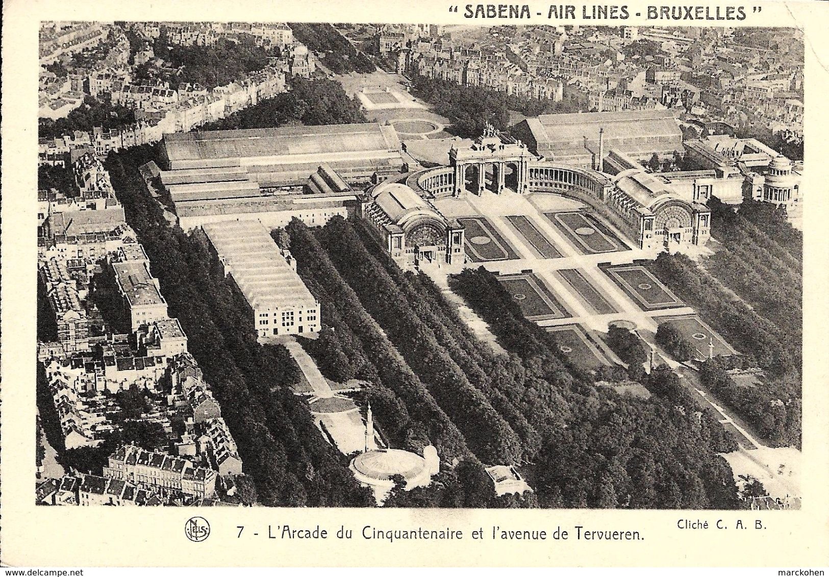 Bruxelles (1040) : Vue Aérienne De L'Arcade Du Cinquantenaire Et De L'Avenue De Tervueren. Cliché SABENA. CPA. - Etterbeek