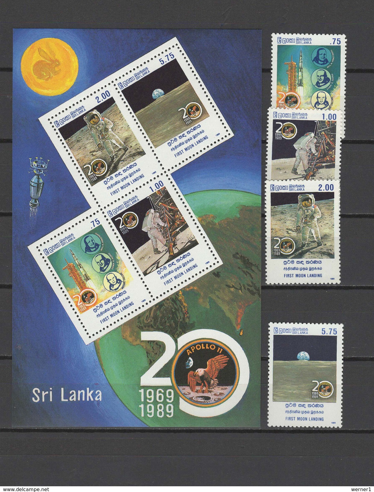 Sri Lanka 1989 Space Apollo Set Of 4 + S/s MNH - Asia