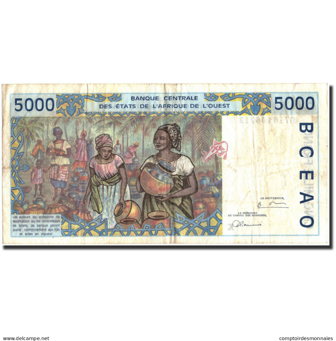 Billet, West African States, 5000 Francs, 1997, 1997, KM:713Kf, TB+ - West African States