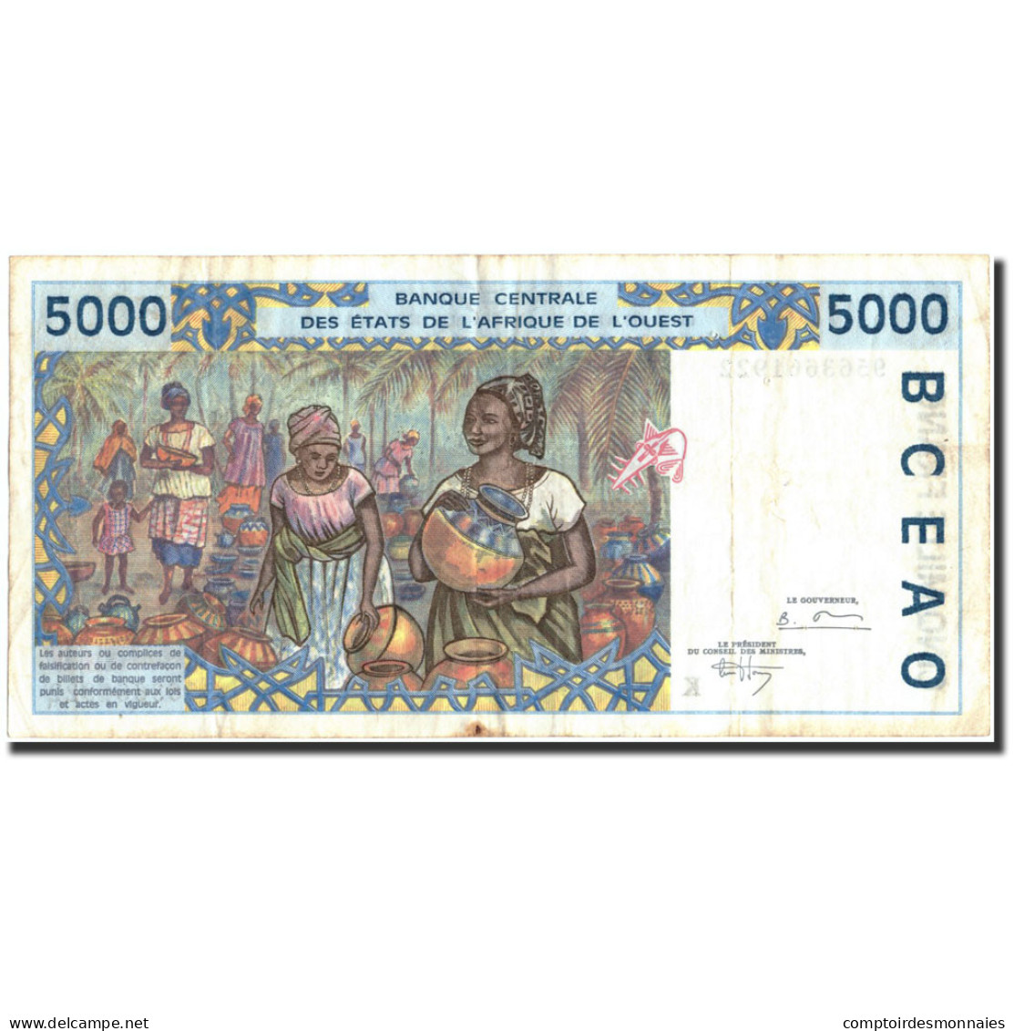 Billet, West African States, 5000 Francs, 1995, 1995, KM:713Kd, TB+ - États D'Afrique De L'Ouest