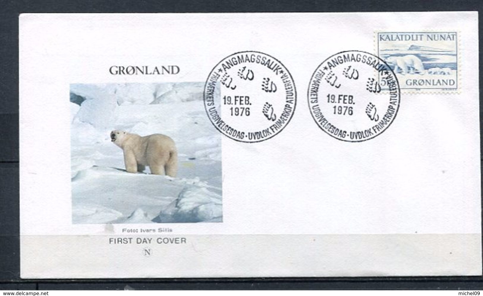 1976 GROENLAND FDC 1ER JOUR PROTECTION DE LA NATURE L'OURS POLAIRE - Ours