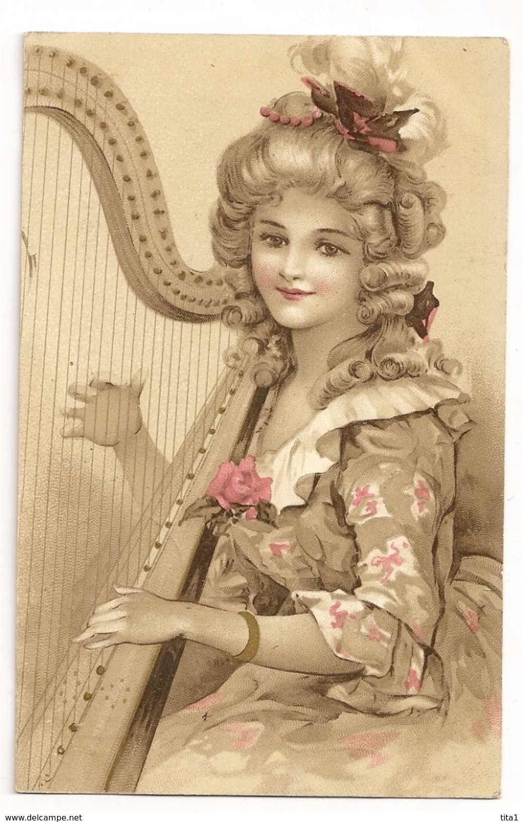 7 - Jeune Dame Jouant De La Harpe - Donne