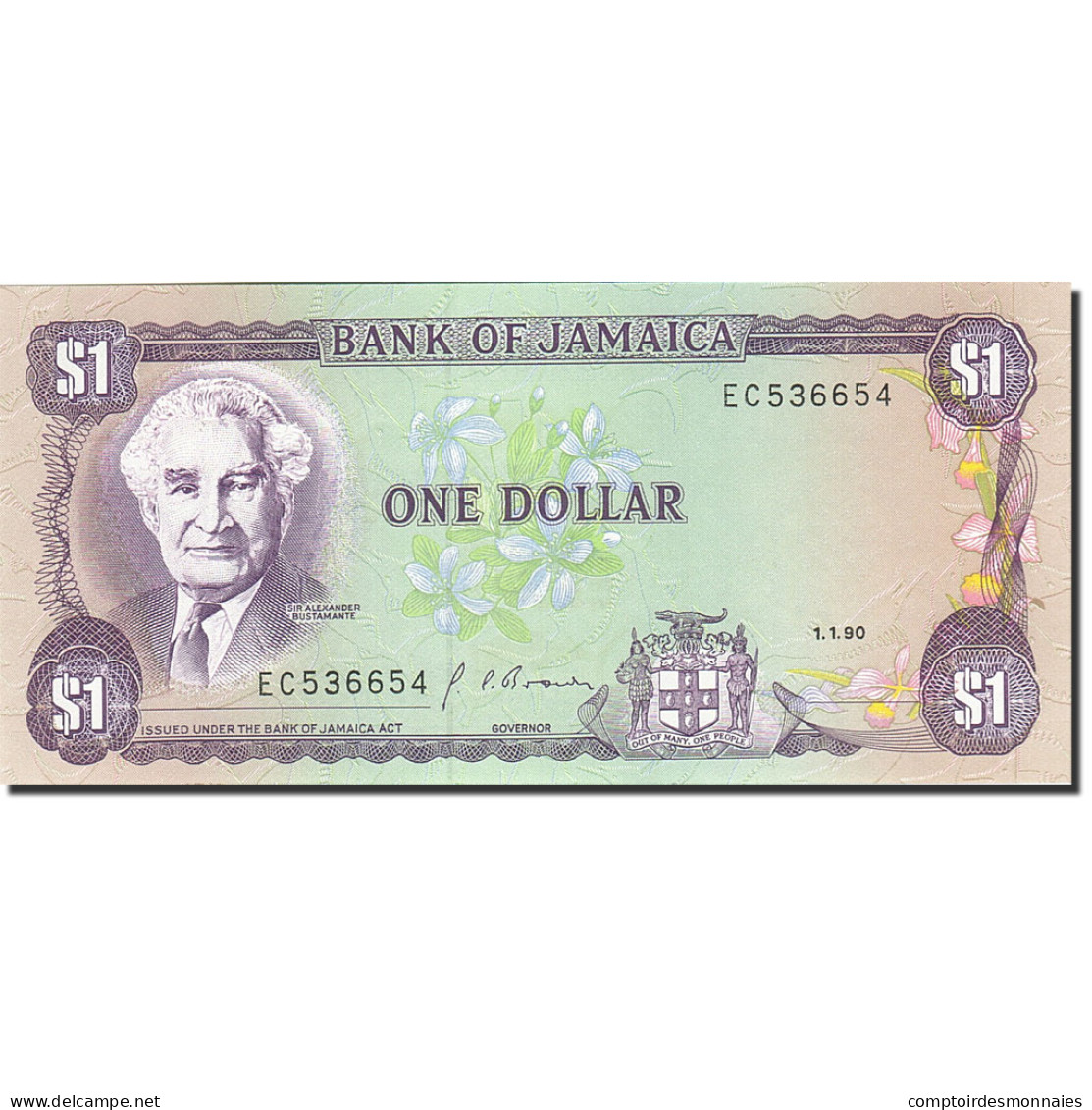 Billet, Jamaica, 1 Dollar, 1985, 1990-01-01, KM:68Ad, NEUF - Jamaica