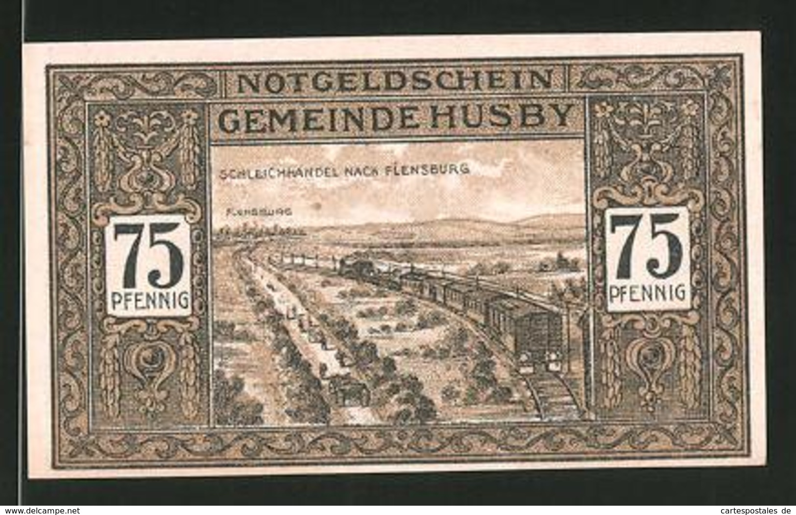 Billet De Nécessité Husby In Angeln 1921, 75 Pfennig, Stadtwappen Et Schule, Schleichhandel Nach Flensburg - [11] Emissions Locales