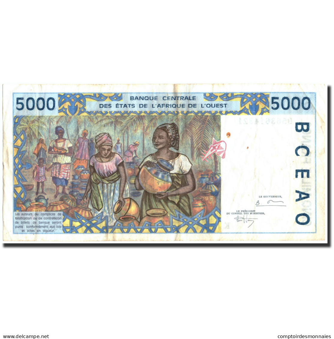 Billet, West African States, 5000 Francs, 1995, 1995, KM:713Kd, TB+ - États D'Afrique De L'Ouest