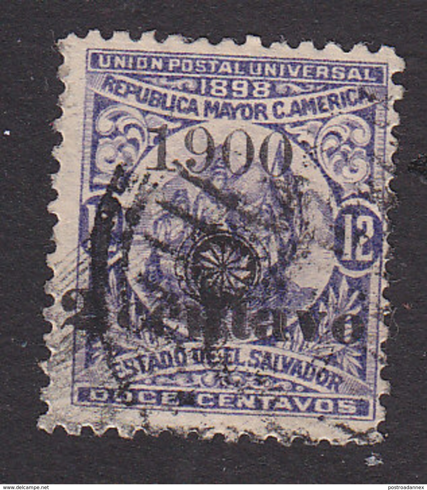 El Salvador, Scott #237, Used, Allegory Of Central American Union Surcharged, Issued 1900 - El Salvador